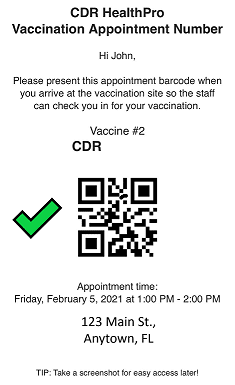 Example of QR Code used for vaccination appointments.